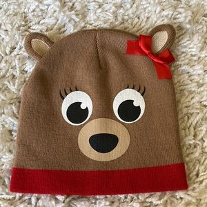 Bear Beanie Winter Hat Girl Red
